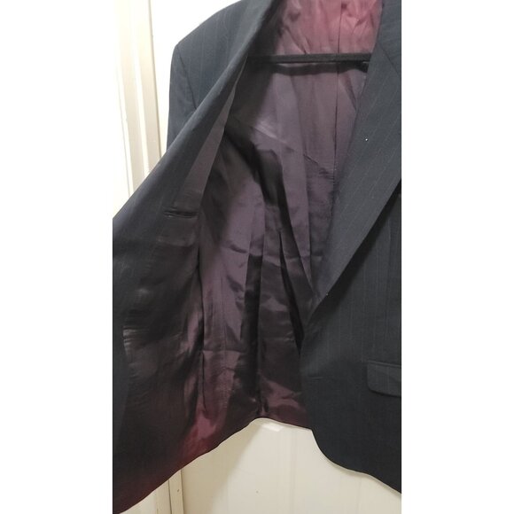 John Clarendon Mens Navy Pinstripe Wool Suit Jacket Size 42L Classic Fit - Picture 5 of 15